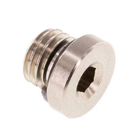 M7 Nickel plated Brass Closing plug with Inner Hex and NBR Seal 16 Bar [10 Pieces]