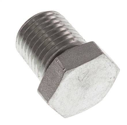 1/4'' NPT Male Zinc plated Steel Closing plug with Outer Hex 275 Bar [2 Pieces]