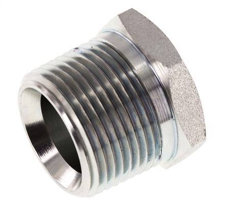 Tapón de cierre de acero galvanizado de 1'' NPT macho con hexágono exterior de 140 bares