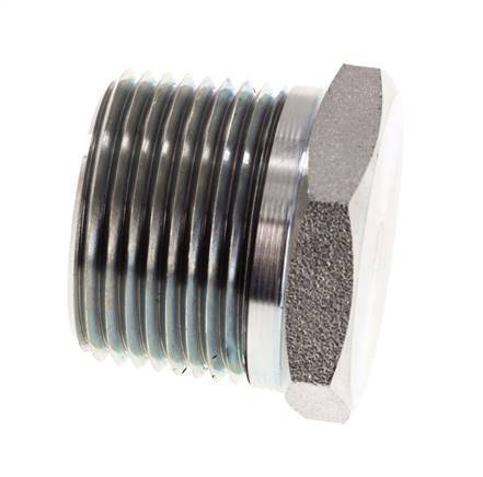 Tapón de cierre de acero galvanizado de 1'' NPT macho con hexágono exterior de 140 bares