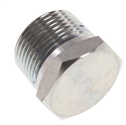 Tapón de cierre de acero galvanizado de 1'' NPT macho con hexágono exterior de 140 bares