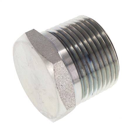 Tapón de cierre de acero galvanizado de 1'' NPT macho con hexágono exterior de 140 bares