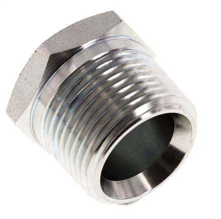 Tapón de cierre de acero galvanizado de 1'' NPT macho con hexágono exterior de 140 bares
