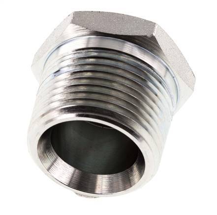 Tapón de cierre de acero galvanizado de 1'' NPT macho con hexágono exterior de 140 bares