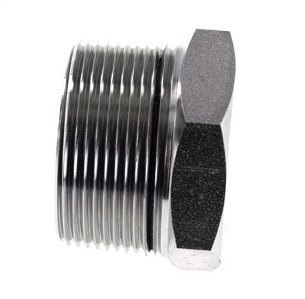 Tapón de cierre de acero galvanizado de 1 1/2'' NPT macho con hexágono exterior de 70 bares