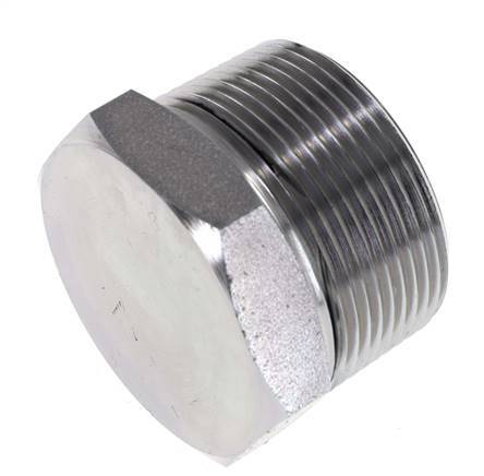 Tapón de cierre de acero galvanizado de 1 1/2'' NPT macho con hexágono exterior de 70 bares