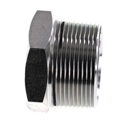 Tapón de cierre de acero galvanizado de 1 1/2'' NPT macho con hexágono exterior de 70 bares