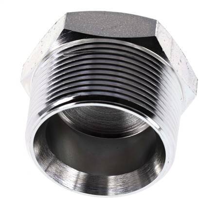 Tapón de cierre de acero galvanizado de 1 1/2'' NPT macho con hexágono exterior de 70 bares