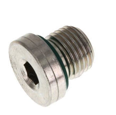 G 1/4'' Macho Tapón de cierre de acero galvanizado con hexágono interior y junta FKM 400 Bar [5 Piezas]