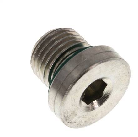 G 1/4'' Macho Tapón de cierre de acero galvanizado con hexágono interior y junta FKM 400 Bar [5 Piezas]