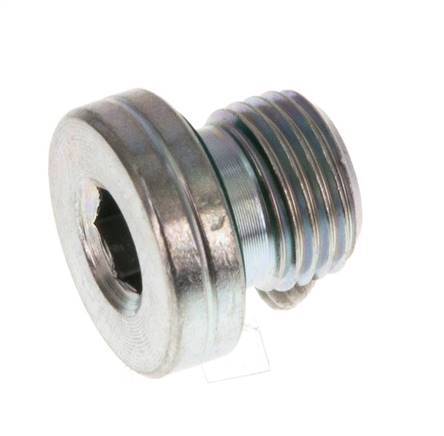 G 1/8'' Macho Tapón de cierre de acero galvanizado con hexágono interior y junta FKM 400 Bar [5 Piezas]