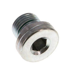 G 1/8'' Macho Tapón de cierre de acero galvanizado con hexágono interior y junta FKM 400 Bar [5 Piezas]