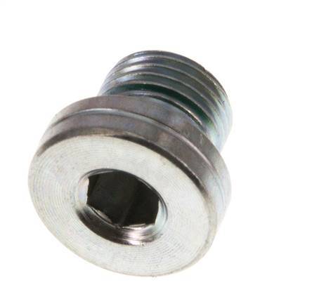 G 1/8'' Macho Tapón de cierre de acero galvanizado con hexágono interior y junta FKM 400 Bar [5 Piezas]