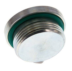 G 1 1/4'' Macho Tapón de cierre de acero galvanizado con hexágono interior y junta FKM 250 Bar