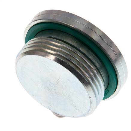 G 1 1/4'' Macho Tapón de cierre de acero galvanizado con hexágono interior y junta FKM 250 Bar