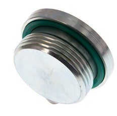 G 1 1/4'' Macho Tapón de cierre de acero galvanizado con hexágono interior y junta FKM 250 Bar