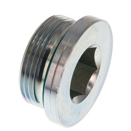 G 1 1/4'' Macho Tapón de cierre de acero galvanizado con hexágono interior y junta FKM 250 Bar