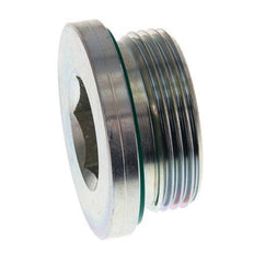 G 1 1/4'' Macho Tapón de cierre de acero galvanizado con hexágono interior y junta FKM 250 Bar