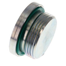 G 1 1/4'' Macho Tapón de cierre de acero galvanizado con hexágono interior y junta FKM 250 Bar