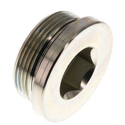 G 1 1/2'' Macho Tapón de cierre de acero galvanizado con hexágono interior y junta NBR 250 Bar