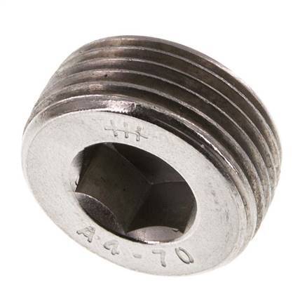3/4'' Tapón de cierre de acero inoxidable con hexágono interior sin cuello 40 Bar