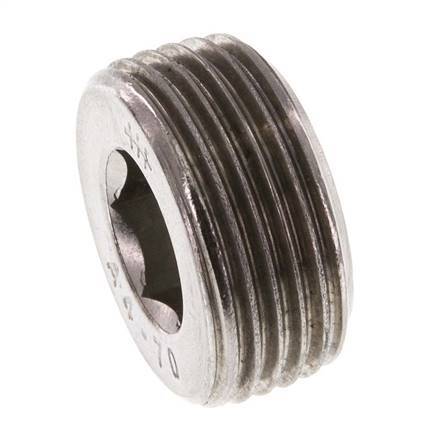 3/4'' Tapón de cierre de acero inoxidable con hexágono interior sin cuello 40 Bar