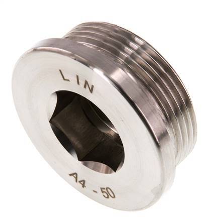 G 1 1/2'' Tapón de cierre de acero inoxidable con hexágono interior 40 Bar