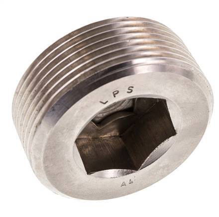 1 1/2'' Tapón de cierre de acero inoxidable con hexágono interior sin cuello 40 Bar