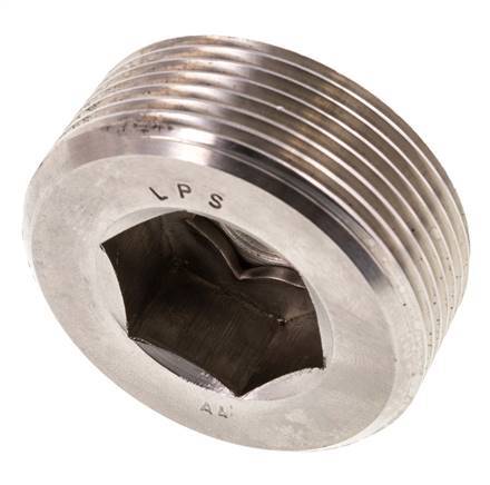 1 1/2'' Tapón de cierre de acero inoxidable con hexágono interior sin cuello 40 Bar