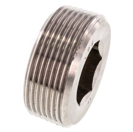 1 1/2'' Tapón de cierre de acero inoxidable con hexágono interior sin cuello 40 Bar