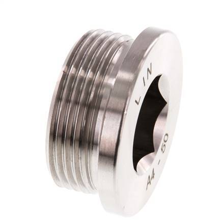 G 1 1/4'' Tapón de cierre de acero inoxidable con hexágono interior 40 Bar