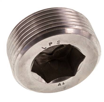 1 1/4'' Tapón de cierre de acero inoxidable con hexágono interior sin cuello 40 Bar