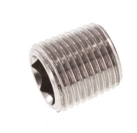M8x0,75 Acero inoxidable Tapón de cierre con hexágono interior sin cuello (cónico) 40 Bar