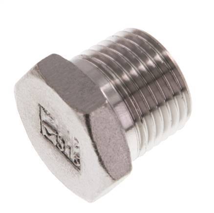 1/2'' NPT macho Tapón de cierre de acero inoxidable con hexágono exterior de 16 barras [2 piezas]