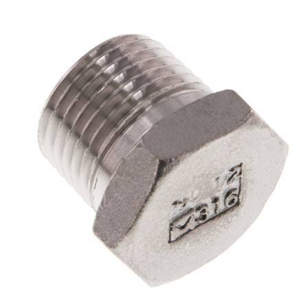 1/2'' NPT macho Tapón de cierre de acero inoxidable con hexágono exterior de 16 barras [2 piezas]
