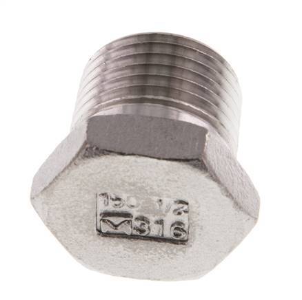 1/2'' NPT macho Tapón de cierre de acero inoxidable con hexágono exterior de 16 barras [2 piezas]