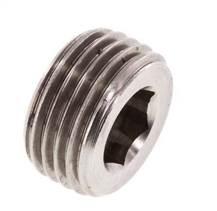 G 1/2'' Tapón de cierre de acero inoxidable con hexágono interior sin cuello 40 Bar