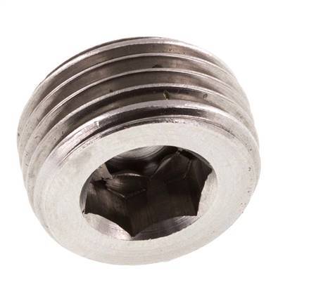 G 1/2'' Tapón de cierre de acero inoxidable con hexágono interior sin cuello 40 Bar