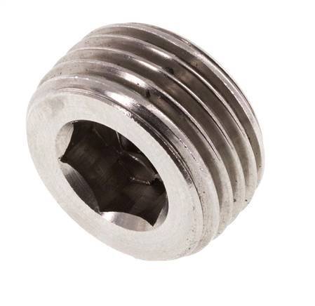 G 1/2'' Tapón de cierre de acero inoxidable con hexágono interior sin cuello 40 Bar