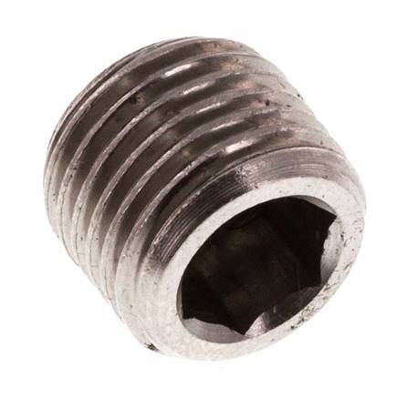 G 1/4'' Tapón de cierre de acero inoxidable con hexágono interior sin collarín 40 Bar