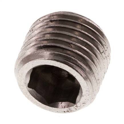 G 1/4'' Tapón de cierre de acero inoxidable con hexágono interior sin collarín 40 Bar