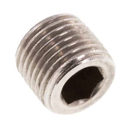 G 1/8'' Tapón de cierre de acero inoxidable con hexágono interior sin collarín 40 Bar