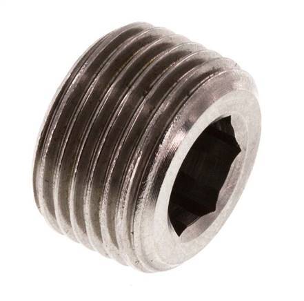 G 3/8'' Tapón de cierre de acero inoxidable con hexágono interior sin collarín 40 Bar