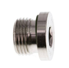 G 1/2'' Macho Tapón de cierre de acero inoxidable con hexágono interior y junta FKM 400 Bar