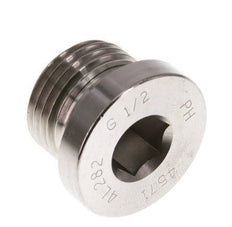 G 1/2'' Macho Tapón de cierre de acero inoxidable con hexágono interior y junta FKM 400 Bar