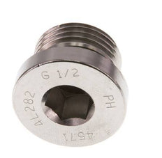 G 1/2'' Macho Tapón de cierre de acero inoxidable con hexágono interior y junta FKM 400 Bar