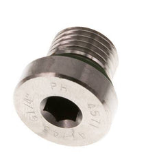 G 1/4'' Macho Tapón de cierre de acero inoxidable con hexágono interior y junta FKM 400 Bar