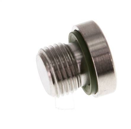 G 1/8'' Macho Tapón de cierre de acero inoxidable con hexágono interior y junta FKM 400 Bar