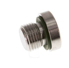 G 1/8'' Macho Tapón de cierre de acero inoxidable con hexágono interior y junta FKM 400 Bar