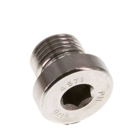 G 1/8'' Macho Tapón de cierre de acero inoxidable con hexágono interior y junta FKM 400 Bar